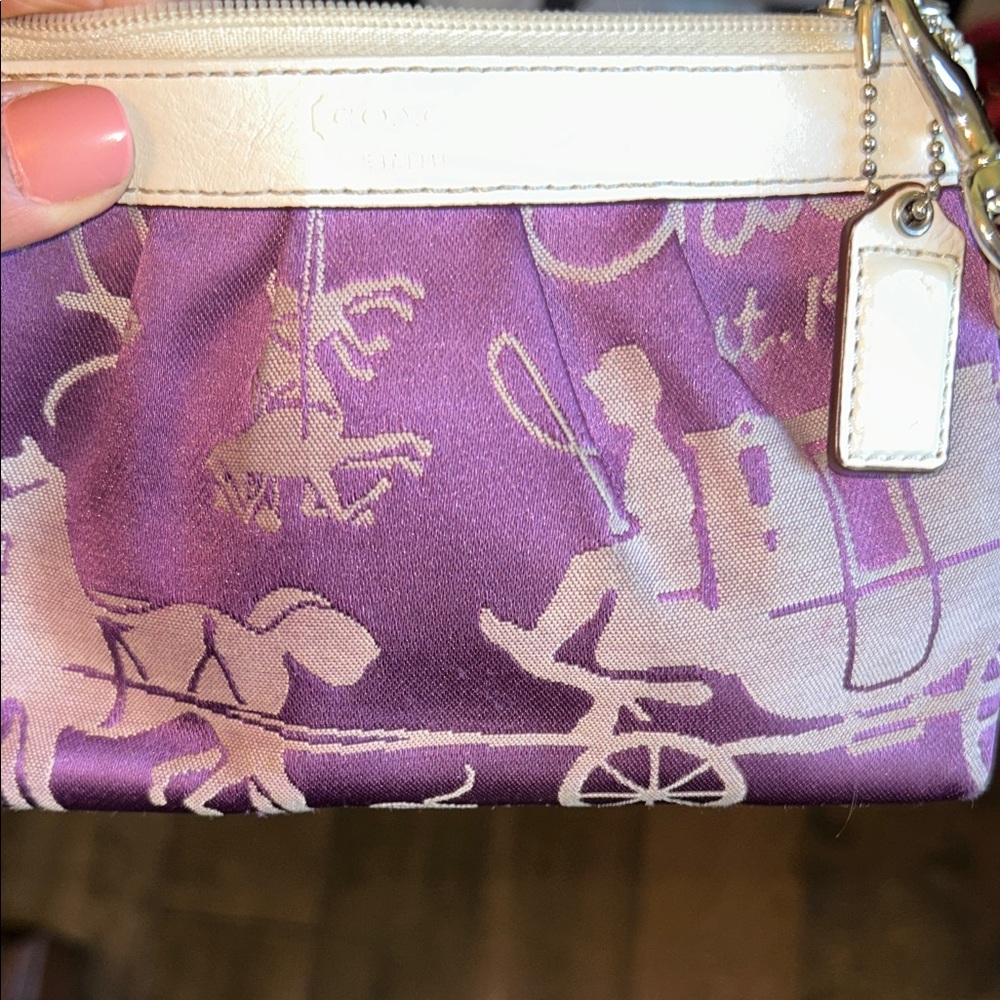 Coach Purple and Cream Wristlet - Picture 13 of 15